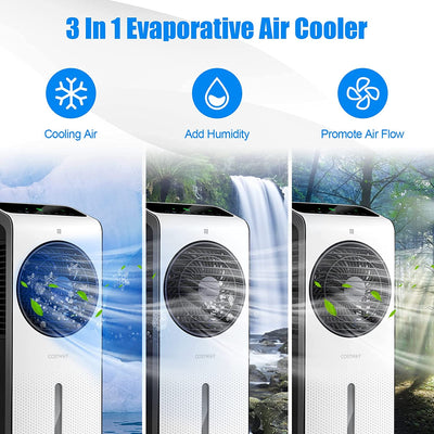 3-in-1 Evaporative Air Cooler Portable Air Conditioner Air Cooling Fan with 12H Timer and 3 Wind Modes