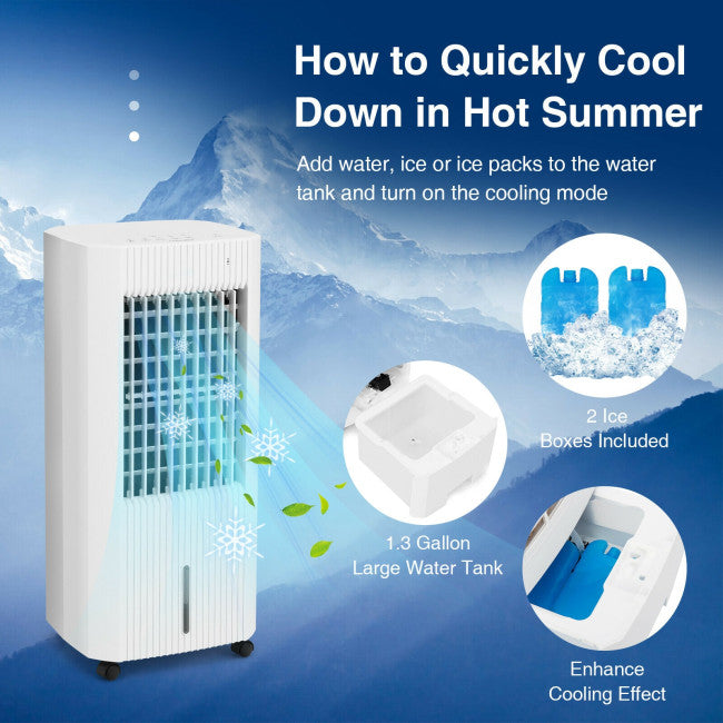 3-in-1 Evaporative Air Cooler Portable Air Conditioner Humidifier with 3 Modes and Remote Control