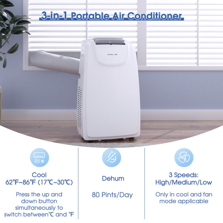 3-in-1 Multifunctional Air Conditioner Portable Evaporative Air Cooler AC with Dehumidifier Function and Smart Timer for Home Office