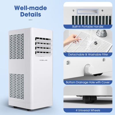 3-in-1 Multifunctional Air Conditioner Portable Evaporative Air Cooler AC with Dehumidifier Function and Smart Timer for Home Office