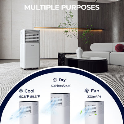 3-in-1 Portable Air Conditioner 10000 BTU AC Unit Air Cooler with Remote Control and 1-24 Hours Timer