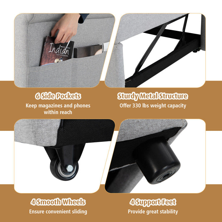 3-in-1 Pull-out Convertible Sleeper Chair Sofa Bed Adjustable Single Armchair with Side Pockets