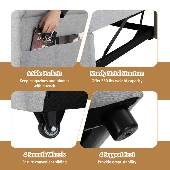 3-in-1 Pull-out Convertible Sleeper Chair Sofa Bed Adjustable Single Armchair with Side Pockets