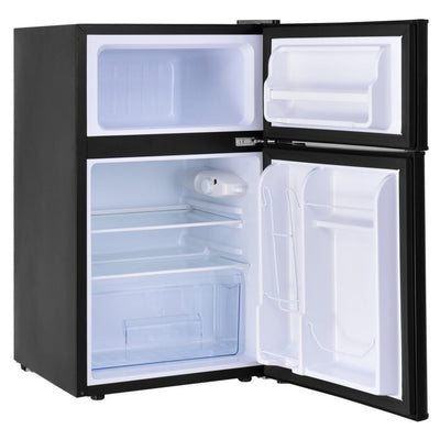 3.2 cu ft. Stainless Steel Compact Refrigerator 2-Door Mini Freezer Cooler Fridge with Removable Glass Shelves