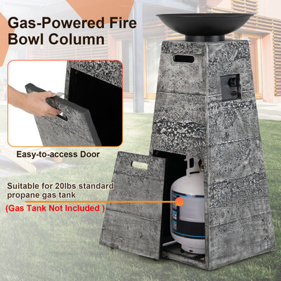 30000 BTU Outdoor Stainless Steel Burner 48 Inch Propane Fire Bowl Column with PVC Cover and Lava Rocks