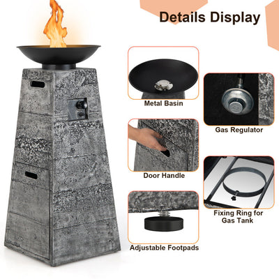 30000 BTU Outdoor Stainless Steel Burner 48 Inch Propane Fire Bowl Column with PVC Cover and Lava Rocks