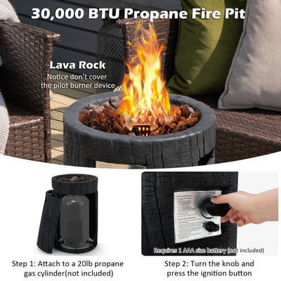 30000BTU Propane Fire Pit 16 Inch Auto-Ignition Patio Gas Fire Pit with Lava Rock and Waterproof Cover