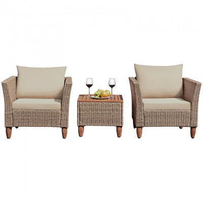 3 Pieces Patio Rattan Bistro Furniture Set