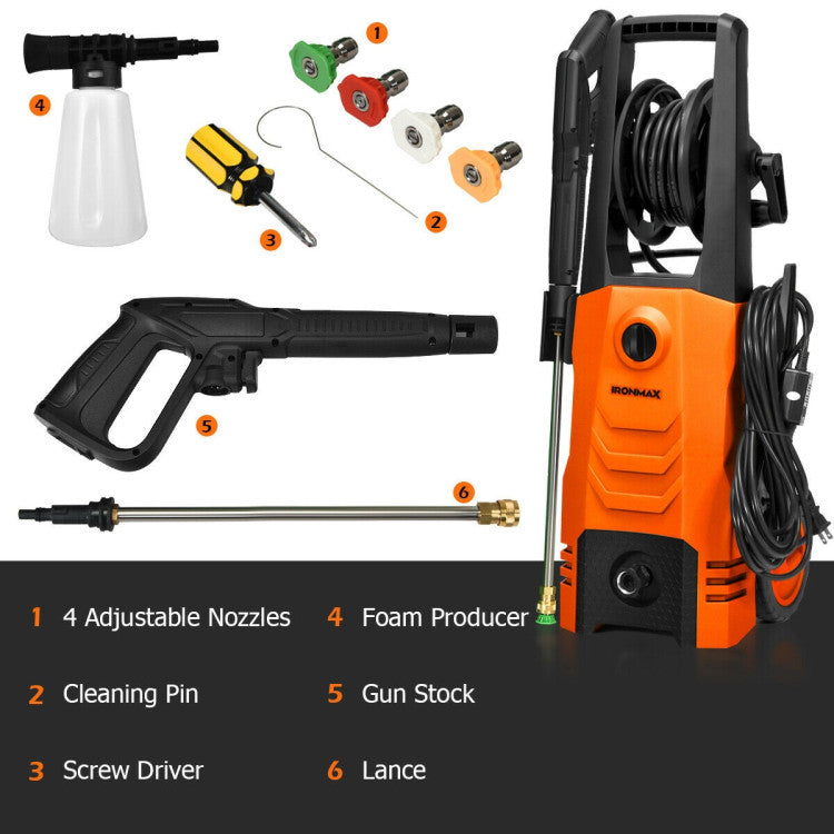 3500PSI Electric Pressure Washer 2.6GPM 1800W Portable High Power Washer Machine with 4 Nozzles