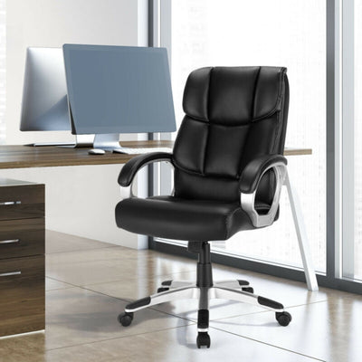 350 lbs Big and Tall Leather Office Chair Executive Computer Desk Chair with Adjustable Seat Height and Rocking Backrest