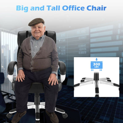 350 lbs Big and Tall Leather Office Chair Executive Computer Desk Chair with Adjustable Seat Height and Rocking Backrest