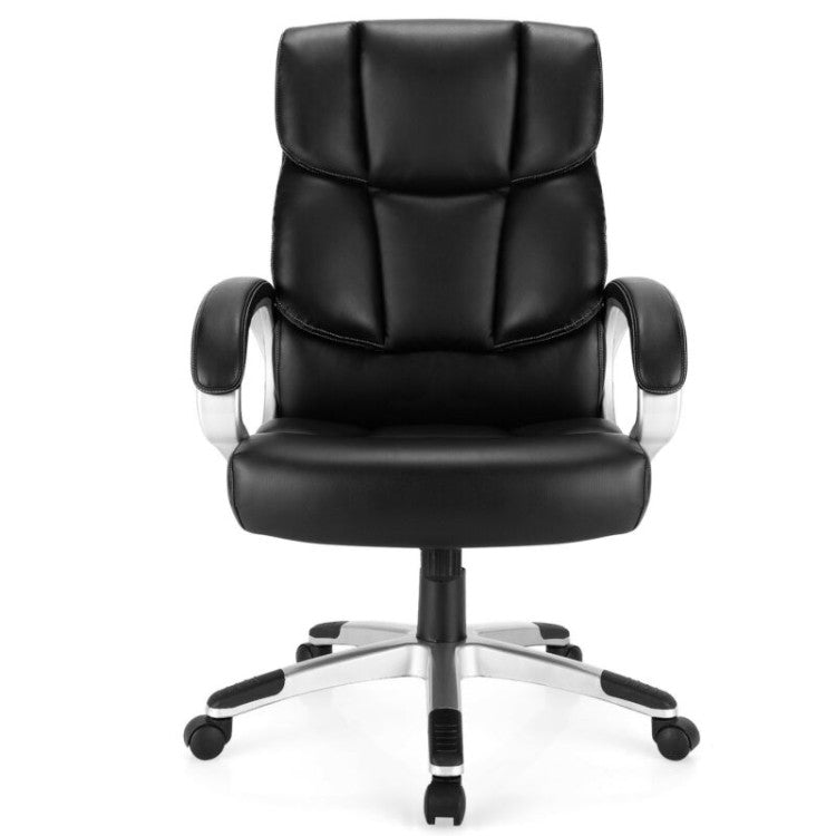 350 lbs Big and Tall Leather Office Chair Executive Computer Desk Chair with Adjustable Seat Height and Rocking Backrest