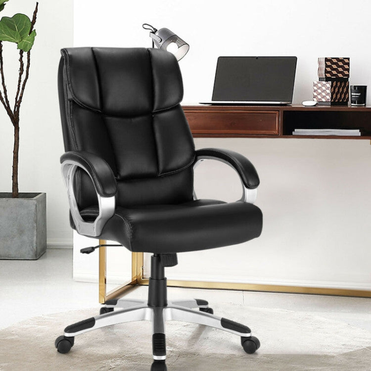 350 lbs Big and Tall Leather Office Chair Executive Computer Desk Chair with Adjustable Seat Height and Rocking Backrest