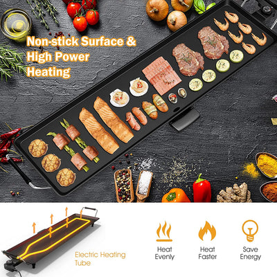 35" Electric Griddle Teppanyaki Grill BBQ Nonstick Extra Large Griddle Long Countertop with Adjustable Temperature for Pancake Barbecue