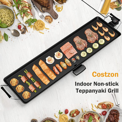 35" Electric Griddle Teppanyaki Grill BBQ Nonstick Extra Large Griddle Long Countertop with Adjustable Temperature for Pancake Barbecue
