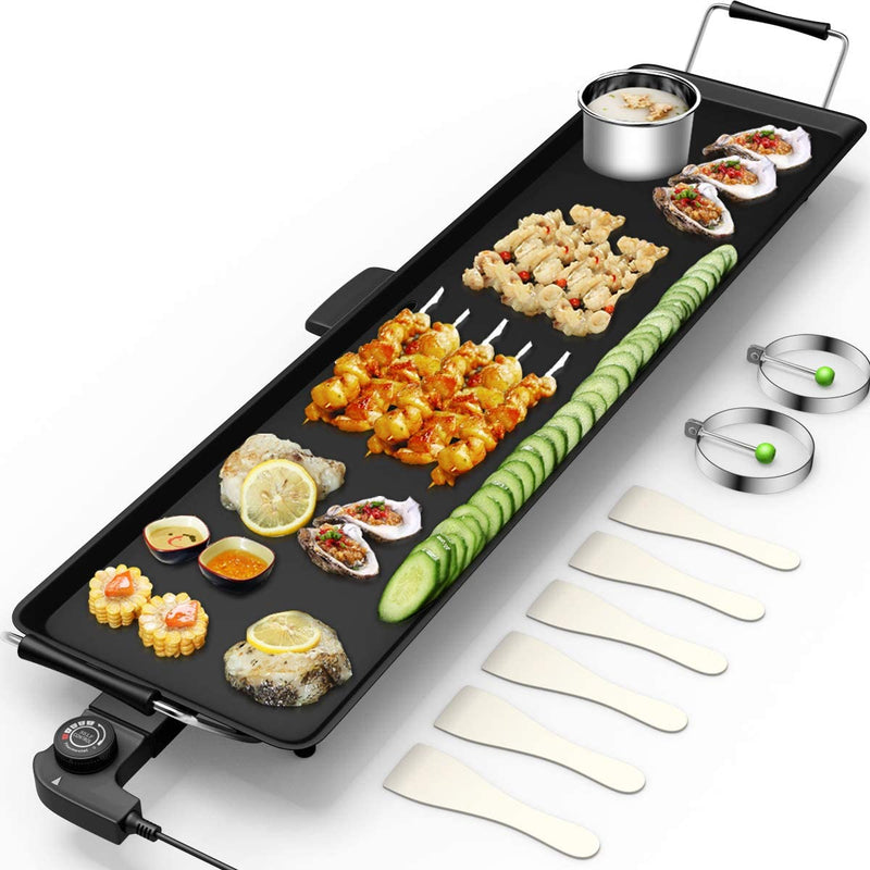 35" Electric Griddle Teppanyaki Grill BBQ Nonstick Extra Large Griddle Long Countertop with Adjustable Temperature for Pancake Barbecue