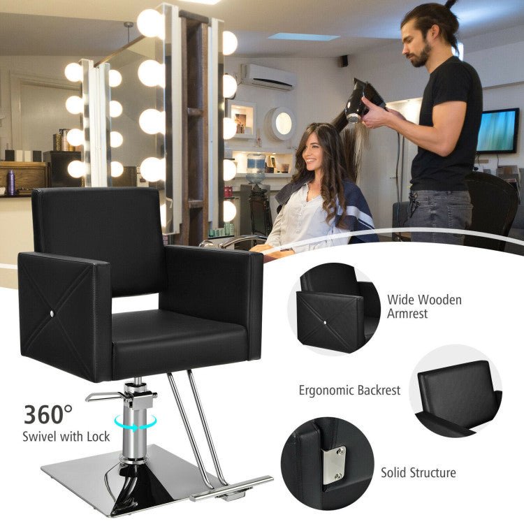 360° Swivel Makeup Hair Salon Chair 330 LBS Height Adjustable Barber Chair with Cushion