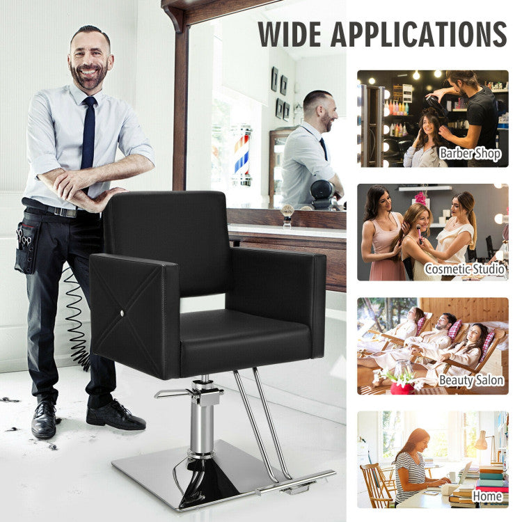 360° Swivel Makeup Hair Salon Chair 330 LBS Height Adjustable Barber Chair with Cushion