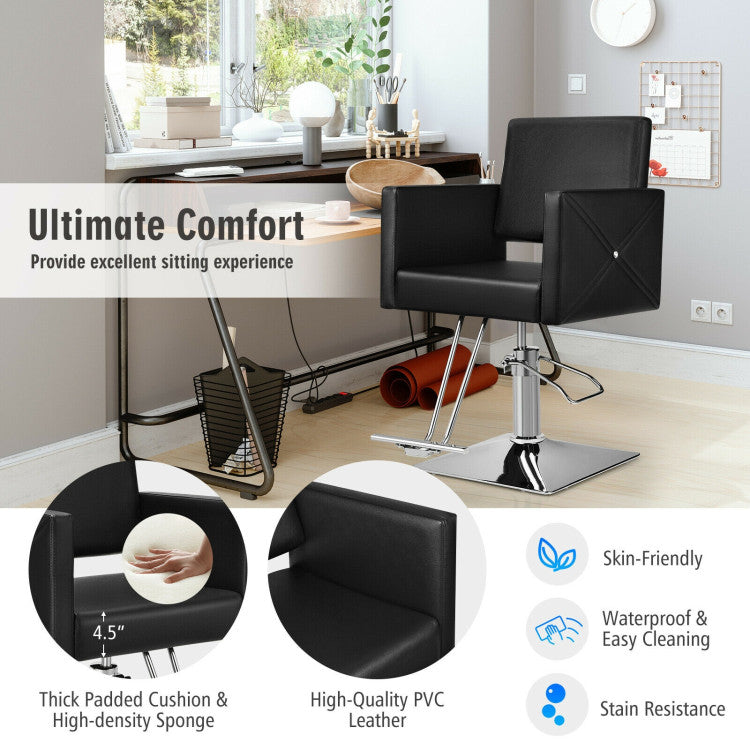 360° Swivel Makeup Hair Salon Chair 330 LBS Height Adjustable Barber Chair with Cushion