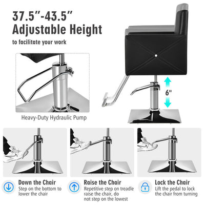 360° Swivel Makeup Hair Salon Chair 330 LBS Height Adjustable Barber Chair with Cushion