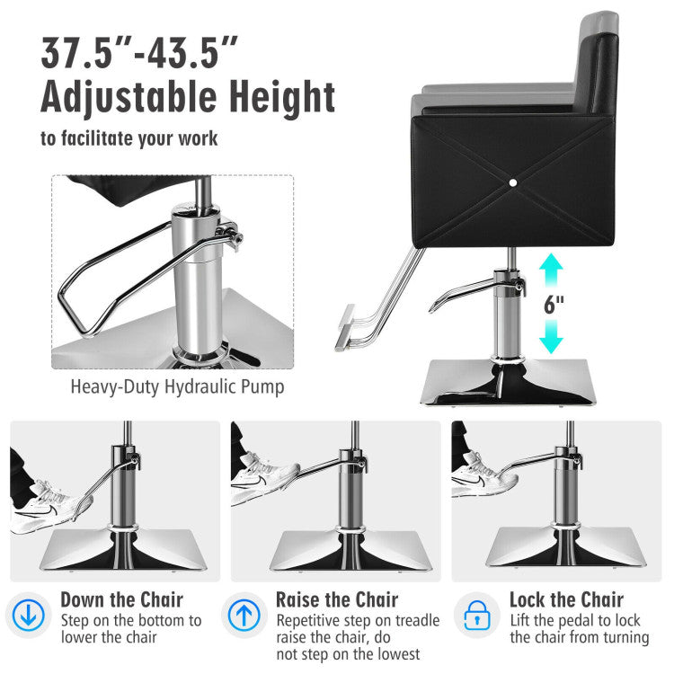 360° Swivel Makeup Hair Salon Chair 330 LBS Height Adjustable Barber Chair with Cushion