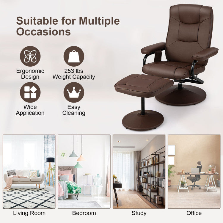 360° Swivel Recliner Armchair Faux Leather Massage Lounge Chair with Adjustable Backrest Remote Control