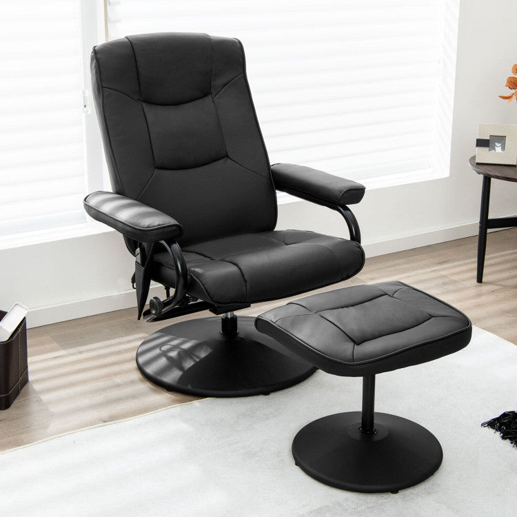 360° Swivel Recliner Armchair Faux Leather Massage Lounge Chair with Adjustable Backrest Remote Control