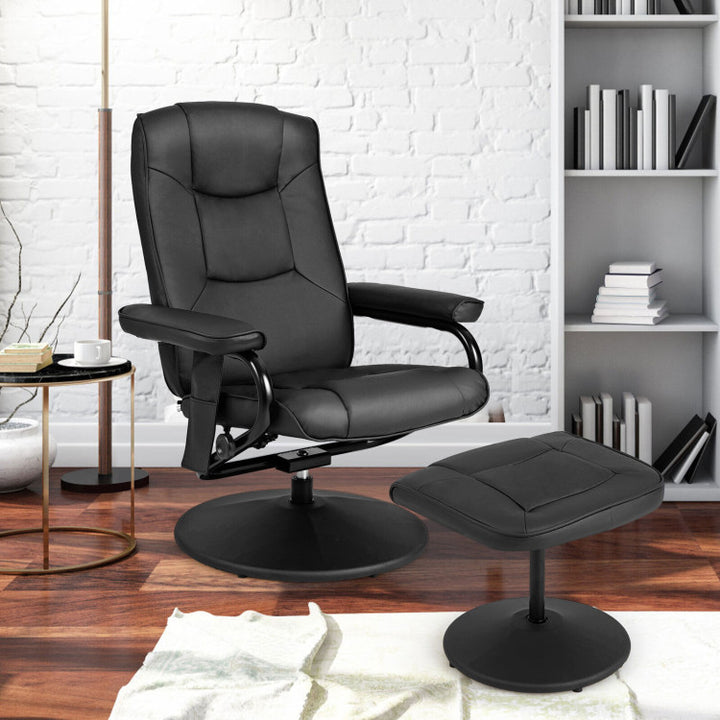 360° Swivel Recliner Armchair Faux Leather Massage Lounge Chair with Adjustable Backrest Remote Control