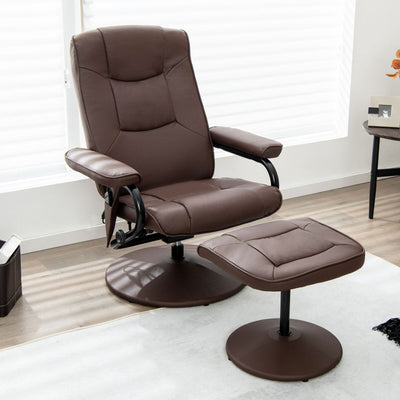 360° Swivel Recliner Armchair Faux Leather Massage Lounge Chair with Adjustable Backrest Remote Control