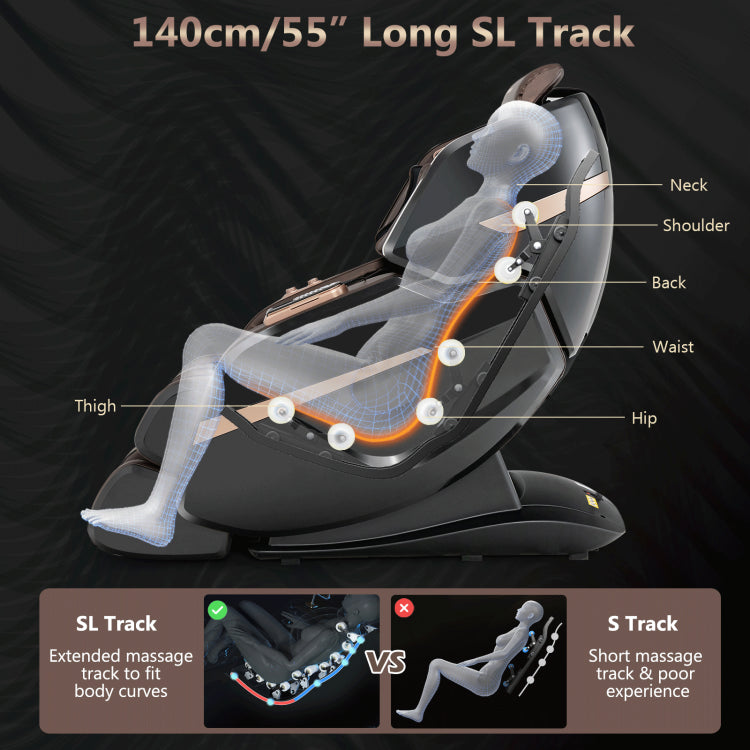 3D Double SL-Track Full Body Electric Massage Chair Zero Gravity Massage Recliner Chair with 8 Auto Massage Modes and Bluetooth Speaker