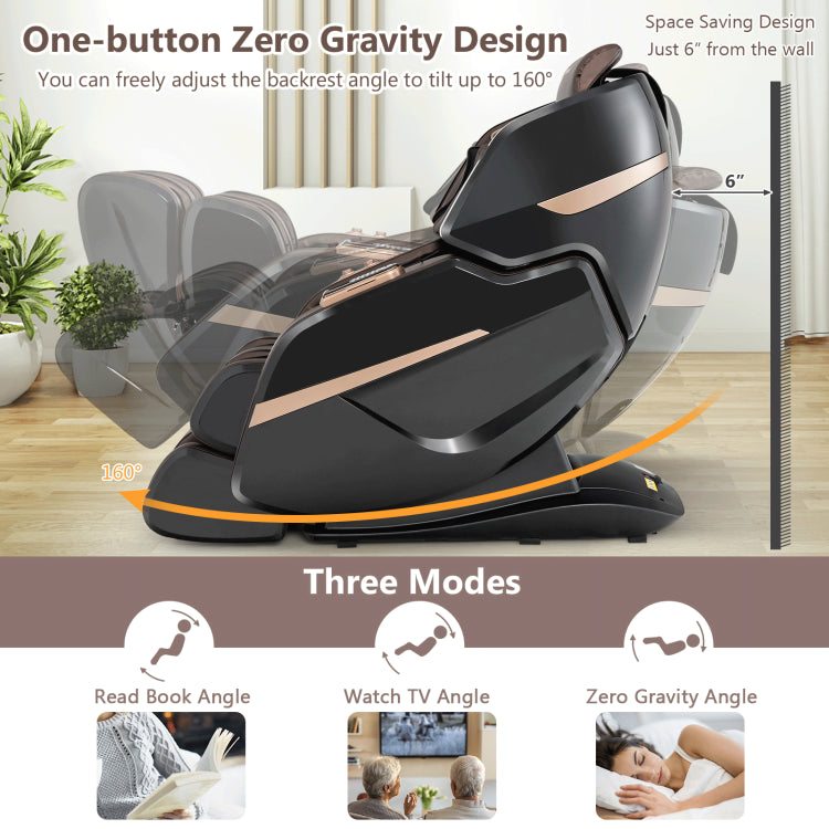 3D Double SL-Track Full Body Electric Massage Chair Zero Gravity Massage Recliner Chair with 8 Auto Massage Modes and Bluetooth Speaker