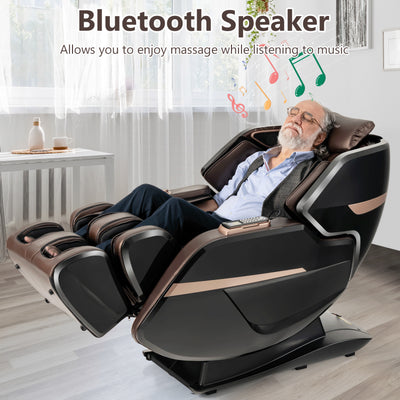 3D Double SL-Track Full Body Electric Massage Chair Zero Gravity Massage Recliner Chair with 8 Auto Massage Modes and Bluetooth Speaker