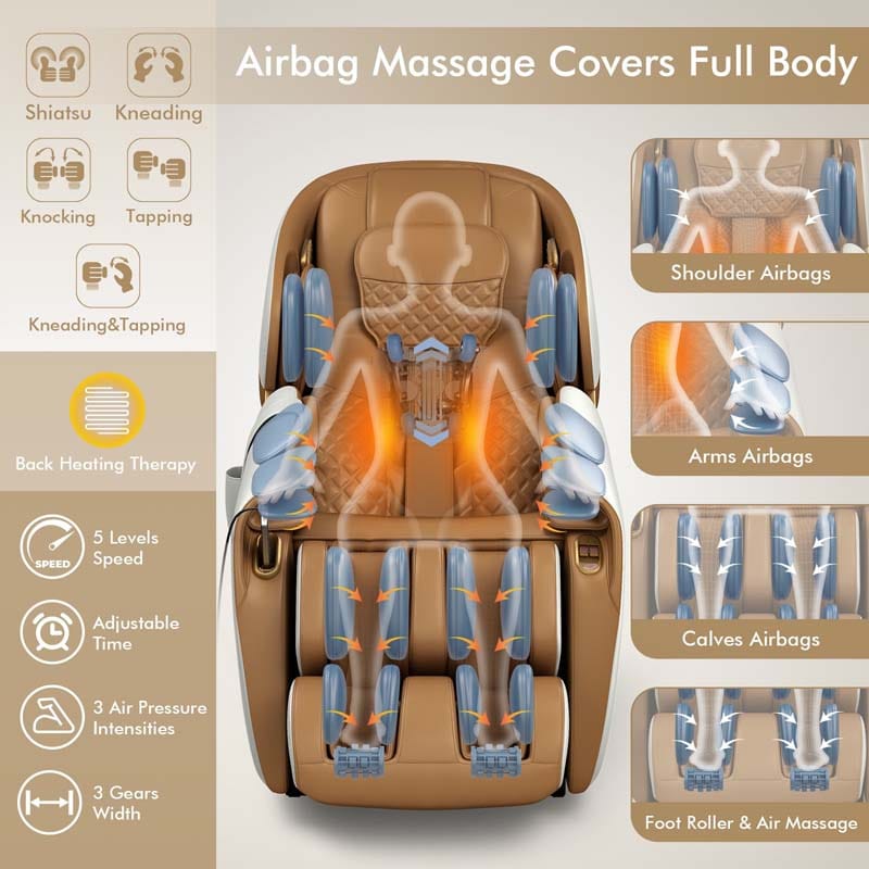 3D Full Body Shiatsu Massage Chair with AI Voice Control SL Track Zero Gravity Massage Recliner-Canada Only