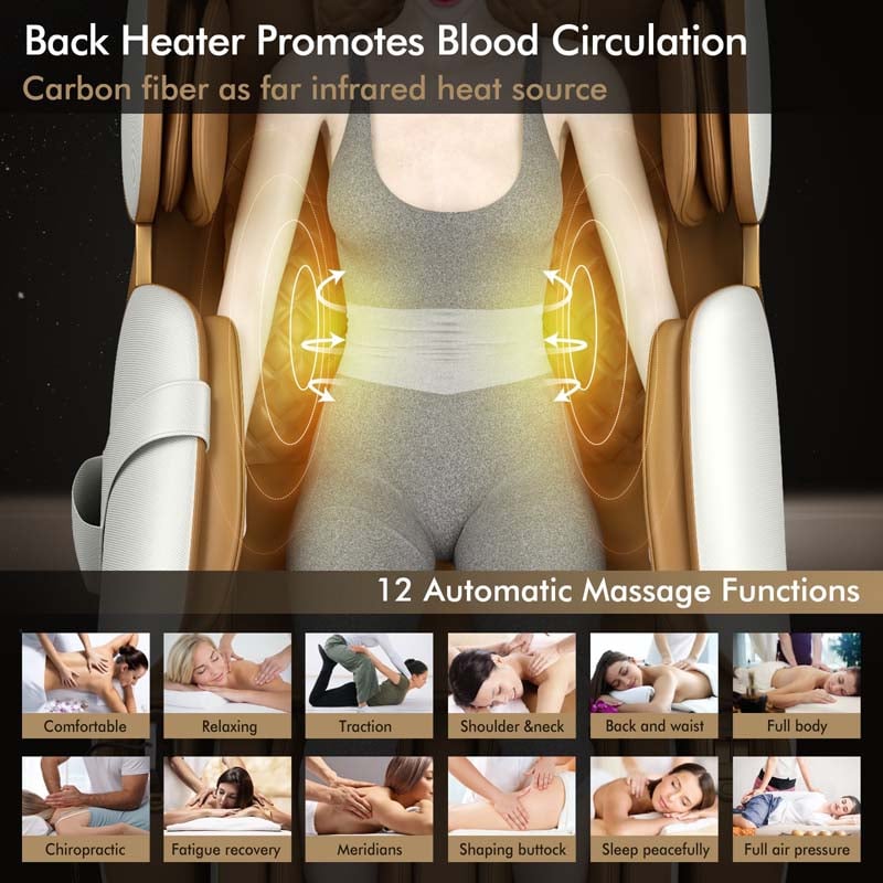 3D Full Body Shiatsu Massage Chair with AI Voice Control SL Track Zero Gravity Massage Recliner-Canada Only