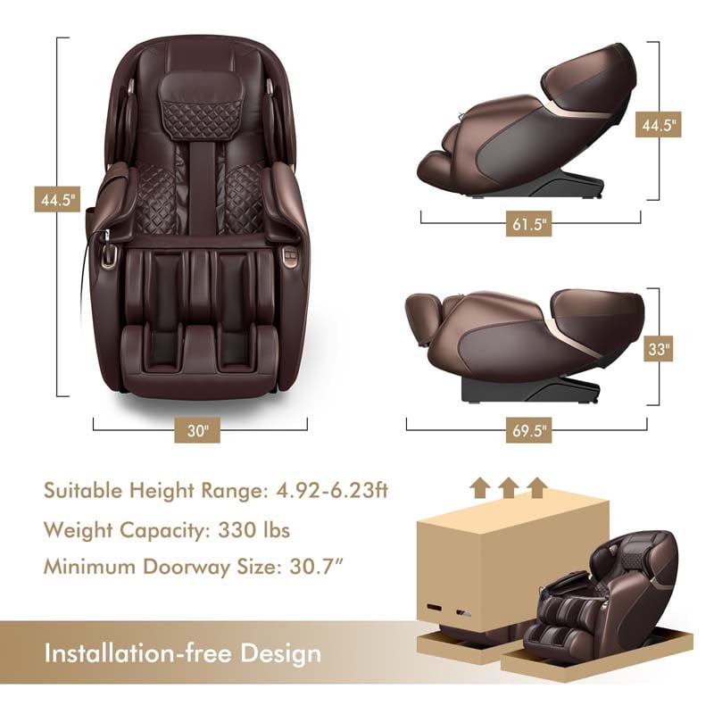 3D Full Body Shiatsu Massage Chair with AI Voice Control SL Track Zero Gravity Massage Recliner-Canada Only