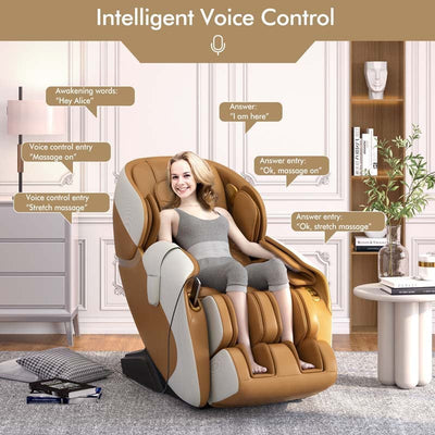 3D Full Body Shiatsu Massage Chair with AI Voice Control SL Track Zero Gravity Massage Recliner-Canada Only