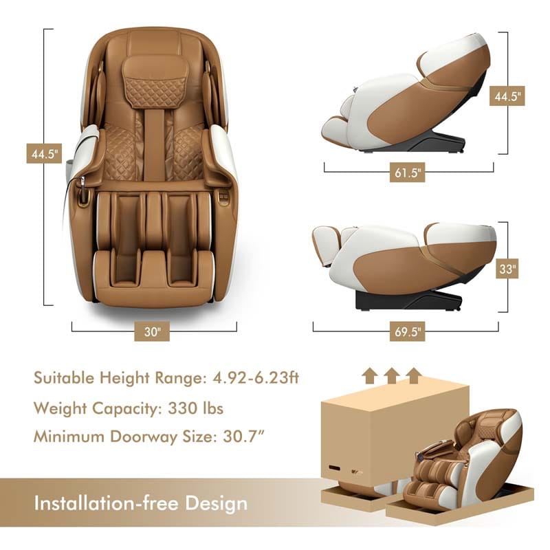 3D Full Body Shiatsu Massage Chair with AI Voice Control SL Track Zero Gravity Massage Recliner-Canada Only