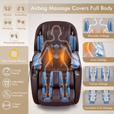 3D Full Body Shiatsu Massage Chair with AI Voice Control SL Track Zero Gravity Massage Recliner-Canada Only