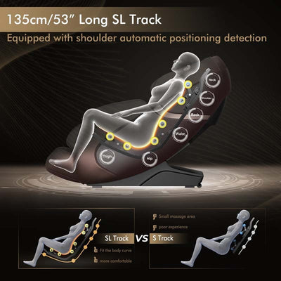 3D Full Body Shiatsu Massage Chair with AI Voice Control SL Track Zero Gravity Massage Recliner-Canada Only