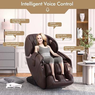 3D Full Body Shiatsu Massage Chair with AI Voice Control SL Track Zero Gravity Massage Recliner-Canada Only