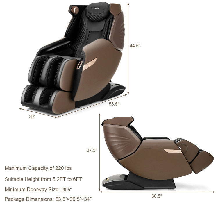 3D Zero Gravity Shiatsu Massage Chair SL-Track Full Body Electric Massage Recliner with 4 Massage Techniques and 4 Auto Modes