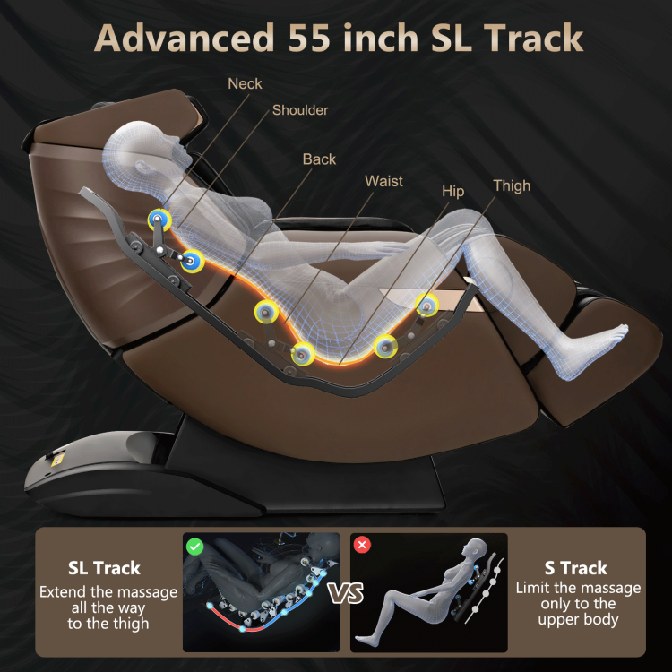 3D Zero Gravity Shiatsu Massage Chair SL-Track Full Body Electric Massage Recliner with 4 Massage Techniques and 4 Auto Modes