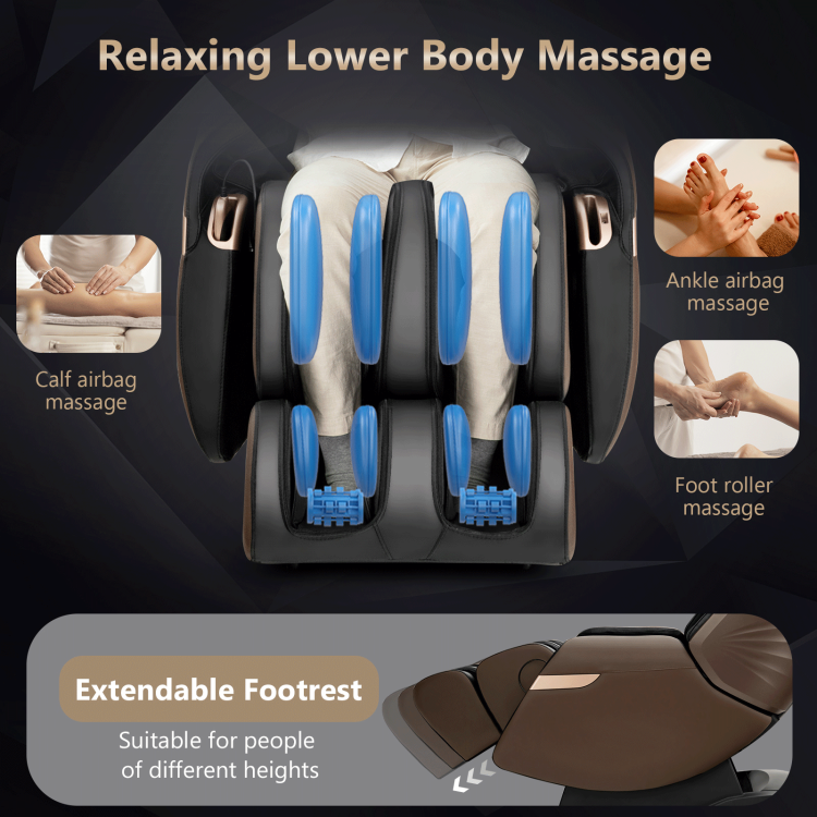 3D Zero Gravity Shiatsu Massage Chair SL-Track Full Body Electric Massage Recliner with 4 Massage Techniques and 4 Auto Modes