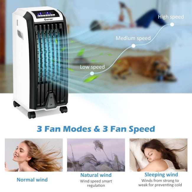 3 In 1 Evaporative Air Cooler Portable Tower Fan Humidifier with 3 Wind Modes and Remote Control