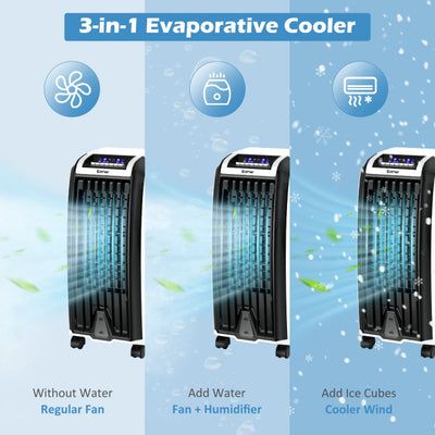 3 In 1 Evaporative Air Cooler Portable Tower Fan Humidifier with 3 Wind Modes and Remote Control