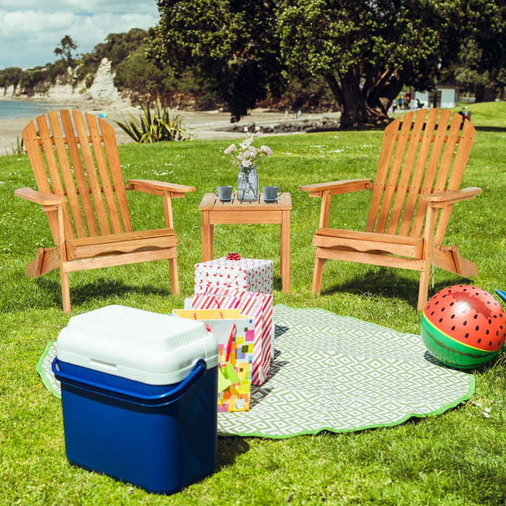 3 Pieces Patio Adirondack Chair Set Outdoor Wooden Chairs and Table Set with Widened Armrest