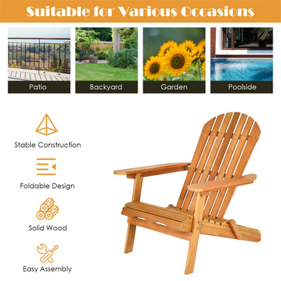 3 Pieces Patio Adirondack Chair Set Outdoor Wooden Chairs and Table Set with Widened Armrest