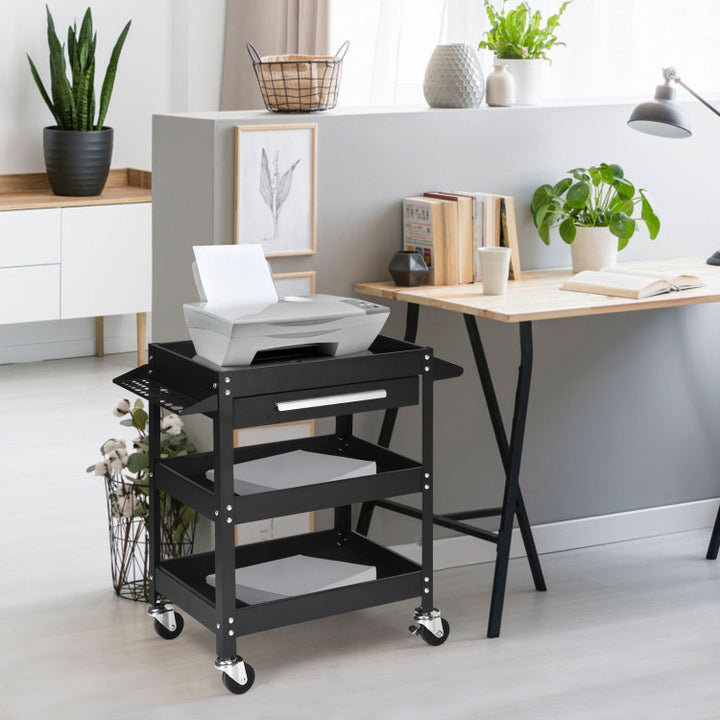 3 Tier Rolling Tool Cart 330 LBS Heavy Duty Utility Trolley Organizer with Drawer