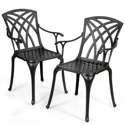 2 Pieces Durable Aluminum Dining Chairs Set with Armrest