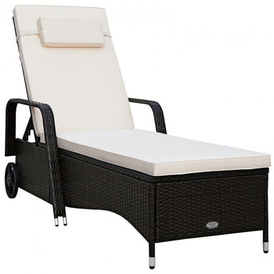 Outdoor Cushioned Recliner with Adjustable Backrest